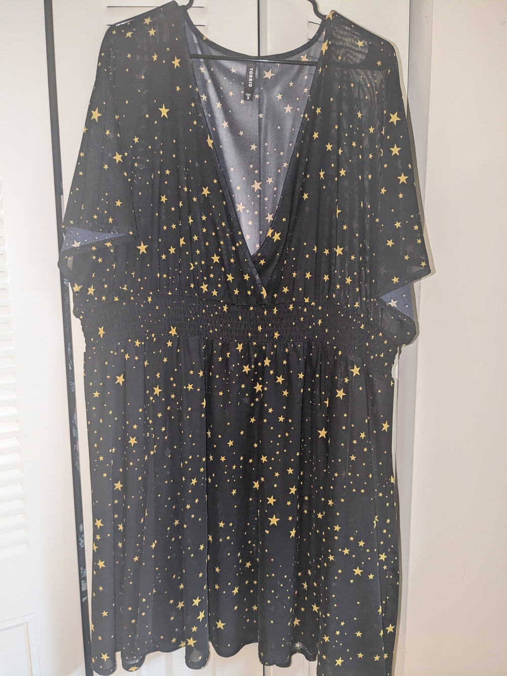 Torrid Swimsuit Coverup Black Dress with Gold Star Motif